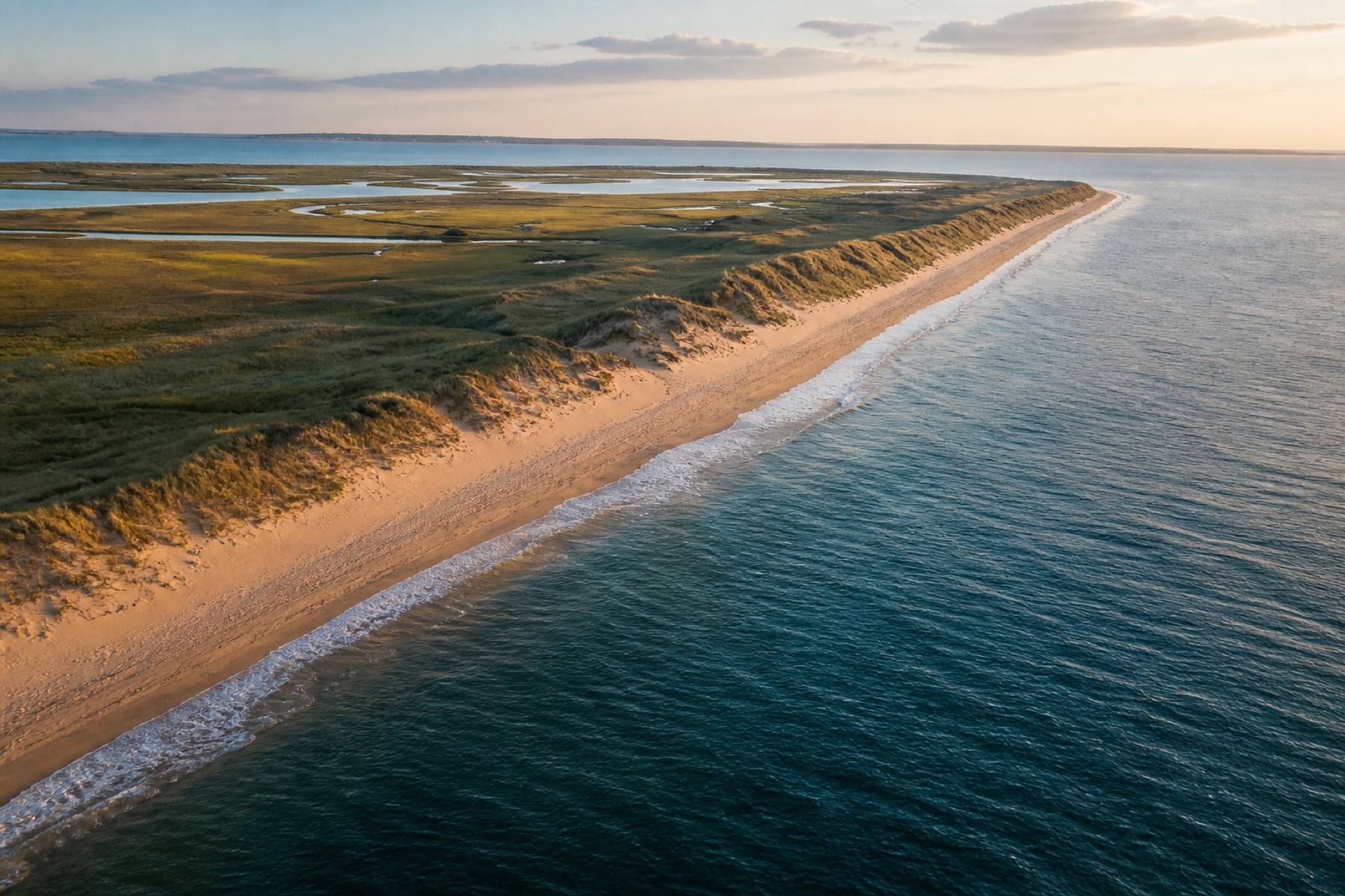 Representative aerial coastal landscape inspired by Long Island's East End